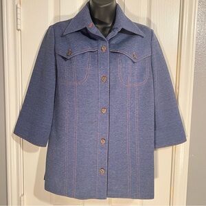 Vintage Butte Knit Polyester 3/4 Bell Sleeve Jacket Coat Size Large